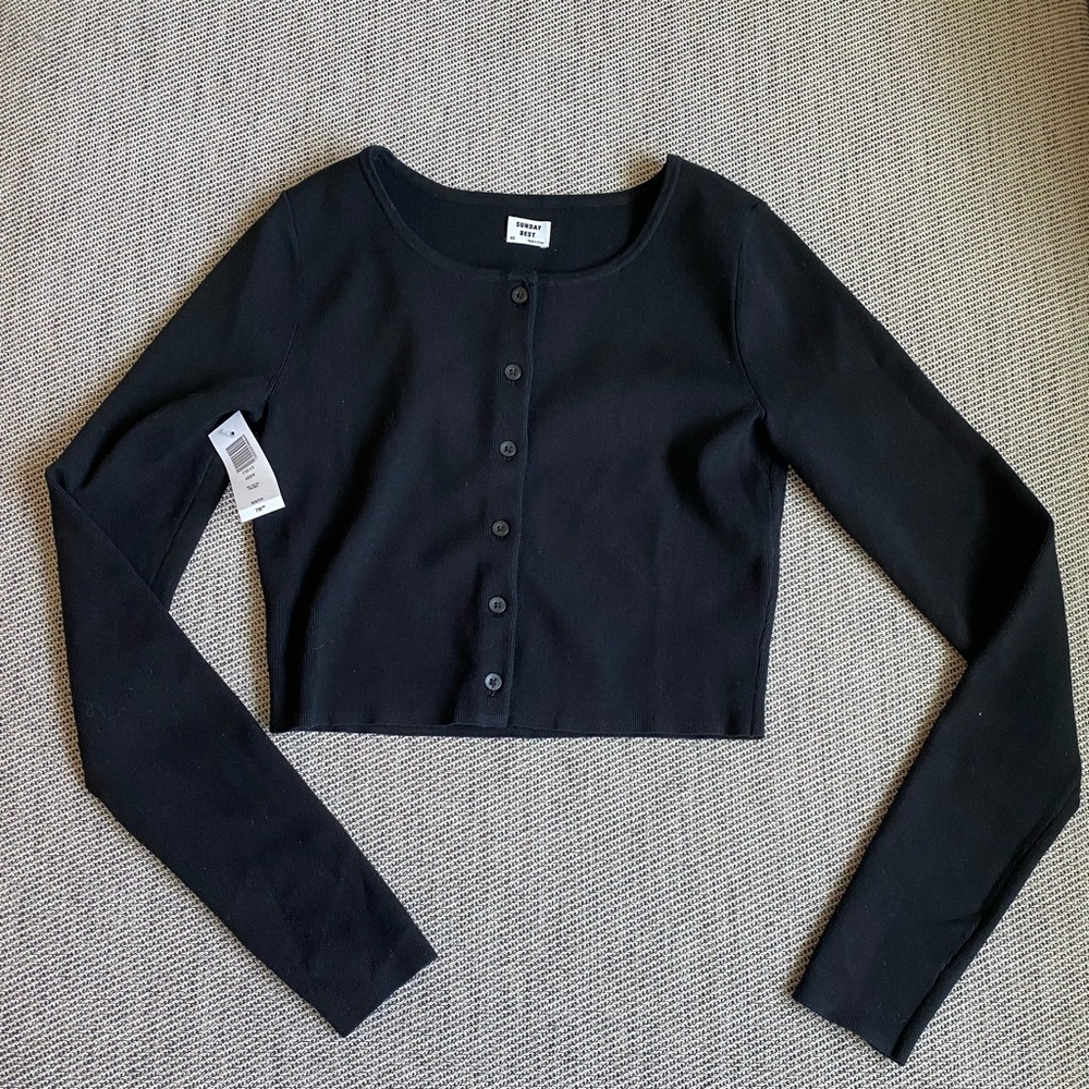 Aritzia Sunday Best Izzy Cardigan, size XS, Black, Cropped